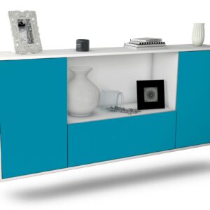 Sideboard Fort Collins | hängend | Korpus Weiß | Front in Türkis | 180x79x35cm (BxHxT)