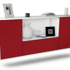 Sideboard Fort Collins | hängend | Korpus Weiß | Front in Bordeaux | 180x79x35cm (BxHxT)