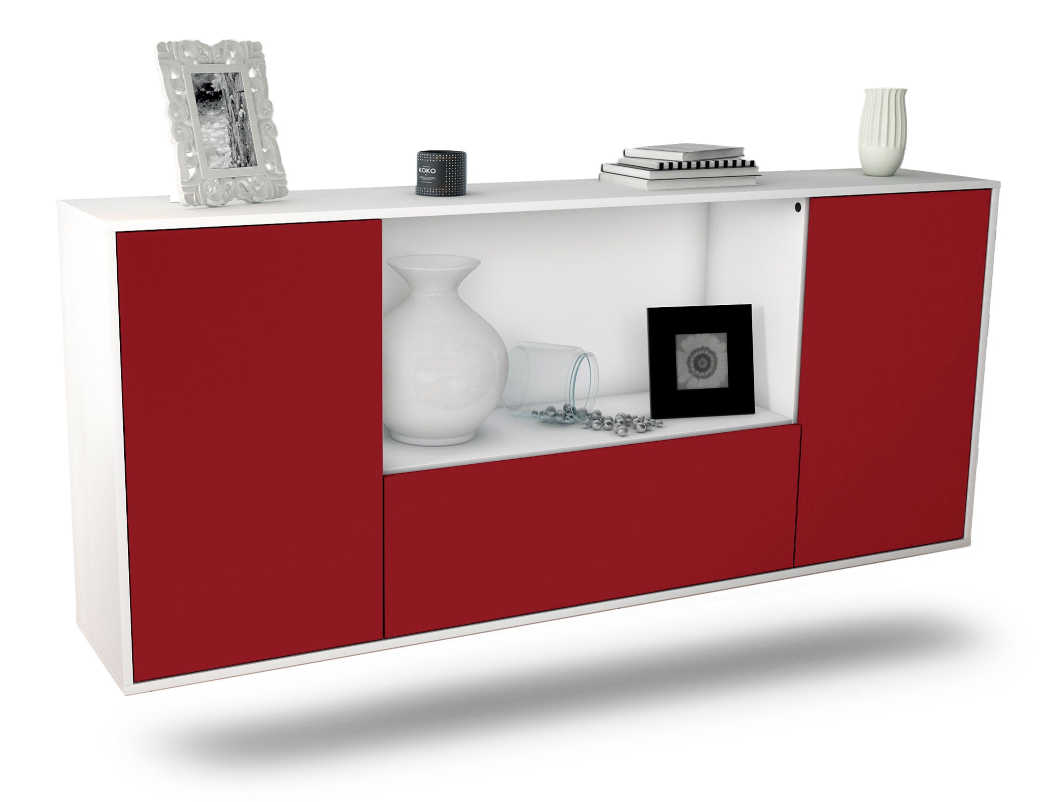 Sideboard Fort Collins | hängend | Korpus Weiß | Front in Bordeaux | 180x79x35cm (BxHxT) 1 Sideboard Fort Collins | hängend | Korpus Weiß | Front in Bordeaux | 180x79x35cm (BxHxT)