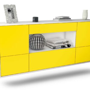 Sideboard East Los Angeles | hängend | Korpus Weiß | Front in Gelb | 180x79x35cm (BxHxT)