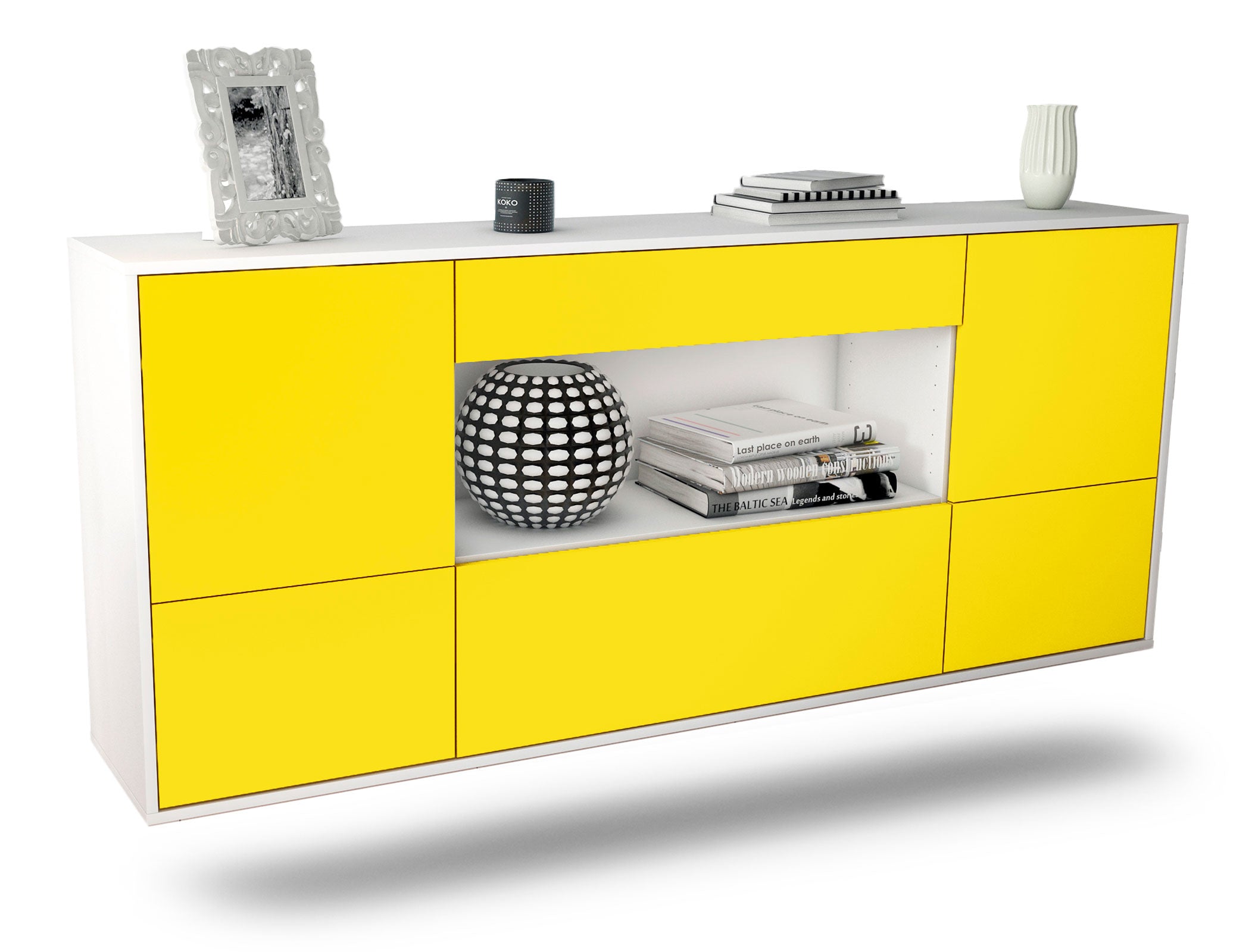 Sideboard East Los Angeles | hängend | Korpus Weiß | Front in Gelb | 180x79x35cm (BxHxT) 1 Sideboard East Los Angeles | hängend | Korpus Weiß | Front in Gelb | 180x79x35cm (BxHxT)