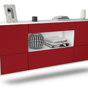 Sideboard East Los Angeles | hängend | Korpus Weiß | Front in Bordeaux | 180x79x35cm (BxHxT)