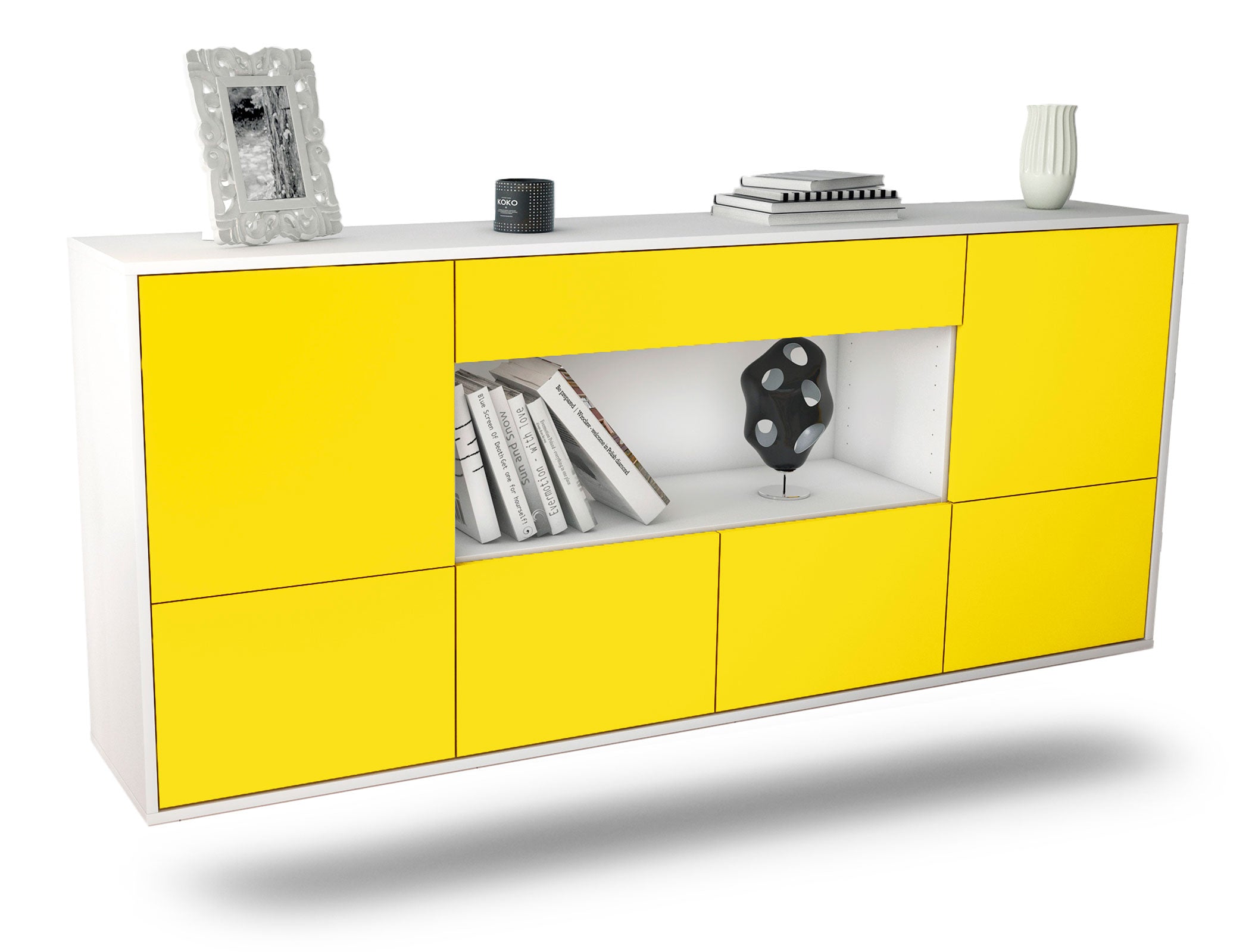 Sideboard Fullerton | hängend | Korpus Weiß | Front in Gelb | 180x79x35cm (BxHxT) 1 Sideboard Fullerton | hängend | Korpus Weiß | Front in Gelb | 180x79x35cm (BxHxT)