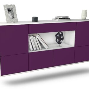 Sideboard Fullerton | hängend | Korpus Weiß | Front in Lila | 180x79x35cm (BxHxT)
