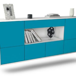 Sideboard Fullerton | hängend | Korpus Weiß | Front in Türkis | 180x79x35cm (BxHxT)