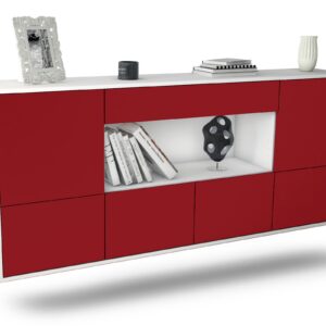 Sideboard Fullerton | hängend | Korpus Weiß | Front in Bordeaux | 180x79x35cm (BxHxT)