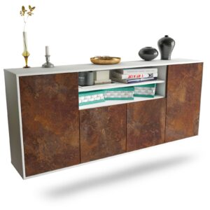 Sideboard Mesquite | hängend | Korpus Weiß | Front in Rost Optik | 180x79x35cm (BxHxT)