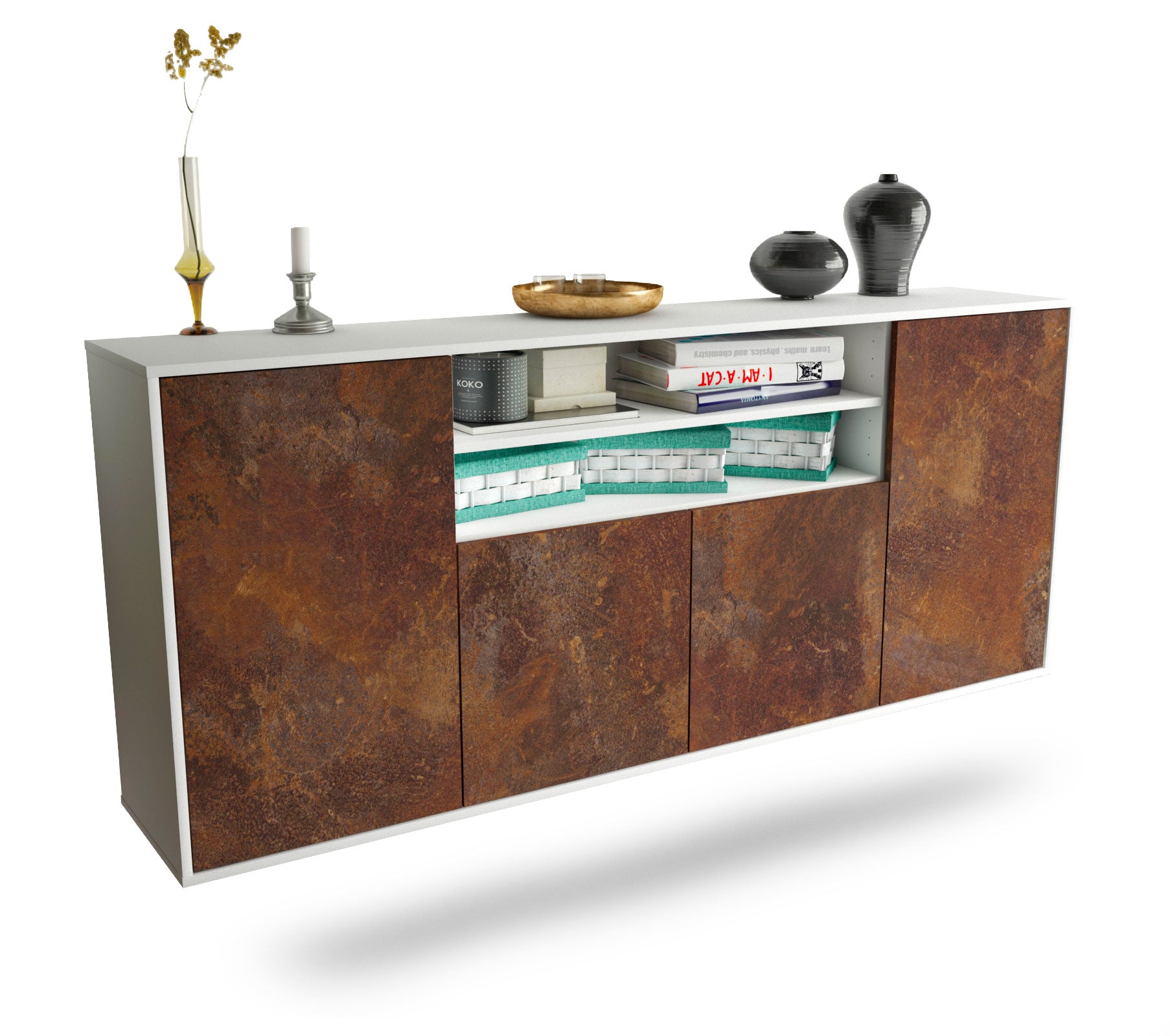 Sideboard Mesquite | hängend | Korpus Weiß | Front in Rost Optik | 180x79x35cm (BxHxT) 1 Sideboard Mesquite | hängend | Korpus Weiß | Front in Rost Optik | 180x79x35cm (BxHxT)