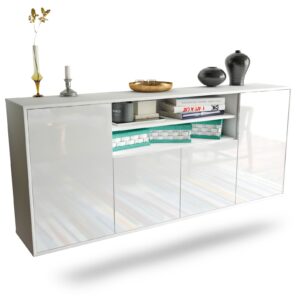 Sideboard Mesquite | hängend | Korpus Weiß | Front in Hochglanz Weiß | 180x79x35cm (BxHxT)