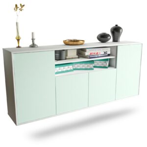 Sideboard Mesquite | hängend | Korpus Weiß | Front in Mint | 180x79x35cm (BxHxT)