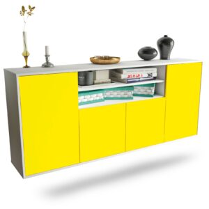 Sideboard Mesquite | hängend | Korpus Weiß | Front in Gelb | 180x79x35cm (BxHxT)