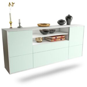 Sideboard Elk Grove | hängend | Korpus Weiß | Front in Mint | 180x79x35cm (BxHxT)