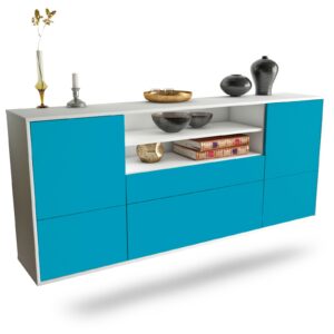 Sideboard Elk Grove | hängend | Korpus Weiß | Front in Türkis | 180x79x35cm (BxHxT)