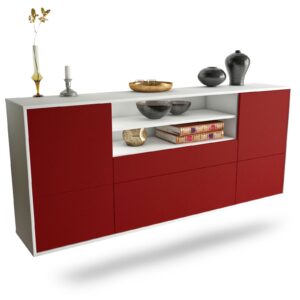 Sideboard Elk Grove | hängend | Korpus Weiß | Front in Bordeaux | 180x79x35cm (BxHxT)