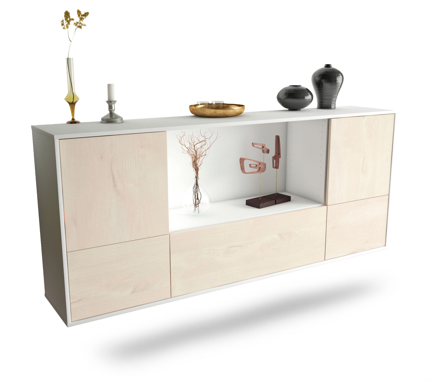 Sideboard Sunnyvale | hängend | Korpus Weiß | Front in Zeder Holz Optik | 180x79x35cm (BxHxT) 1 Sideboard Sunnyvale | hängend | Korpus Weiß | Front in Zeder Holz Optik | 180x79x35cm (BxHxT)