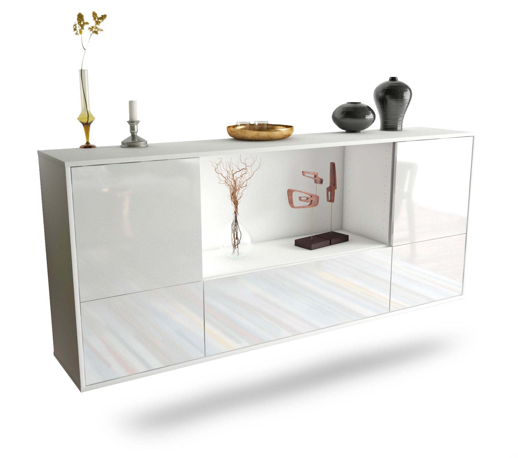 Sideboard Sunnyvale | hängend | Korpus Weiß | Front in Hochglanz Weiß | 180x79x35cm (BxHxT) 1 Sideboard Sunnyvale | hängend | Korpus Weiß | Front in Hochglanz Weiß | 180x79x35cm (BxHxT)