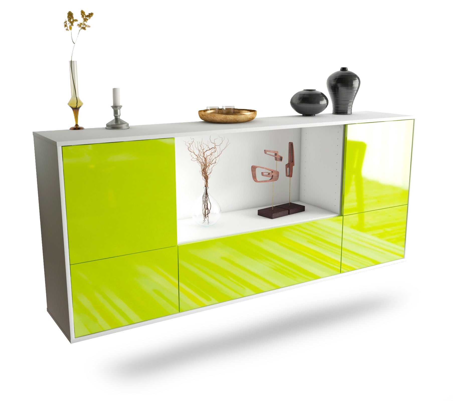 Sideboard Sunnyvale | hängend | Korpus Weiß | Front in Hochglanz Grün | 180x79x35cm (BxHxT) 1 Sideboard Sunnyvale | hängend | Korpus Weiß | Front in Hochglanz Grün | 180x79x35cm (BxHxT)