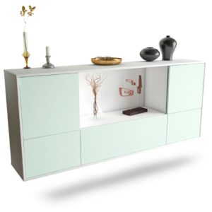 Sideboard Sunnyvale | hängend | Korpus Weiß | Front in Mint | 180x79x35cm (BxHxT)