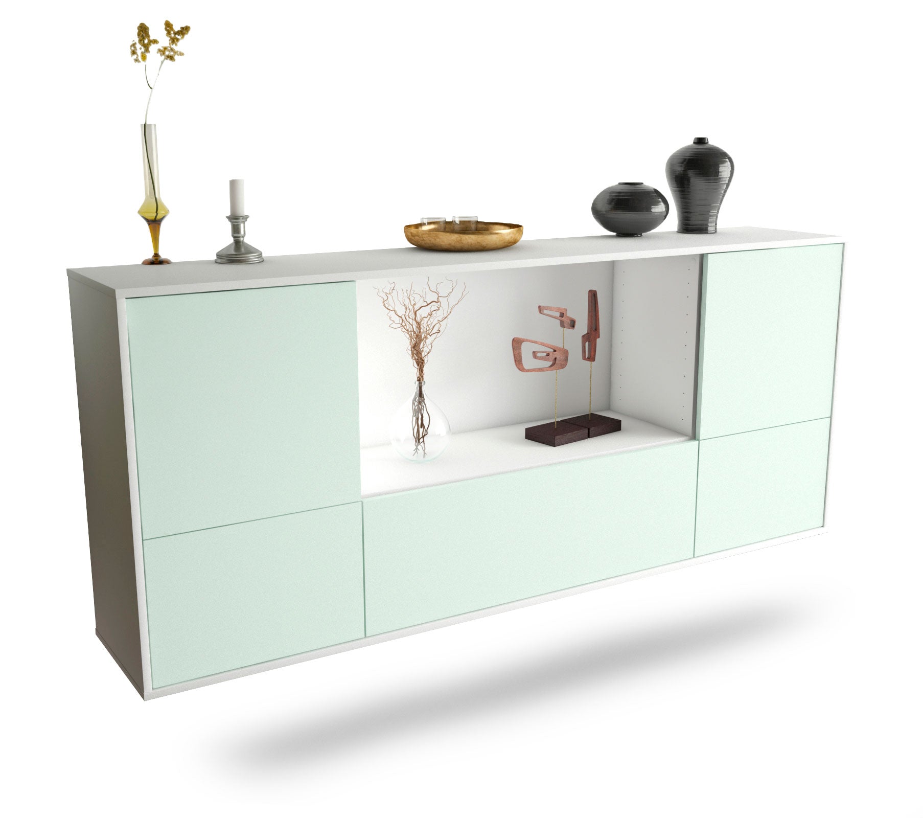 Sideboard Sunnyvale | hängend | Korpus Weiß | Front in Mint | 180x79x35cm (BxHxT) 1 Sideboard Sunnyvale | hängend | Korpus Weiß | Front in Mint | 180x79x35cm (BxHxT)