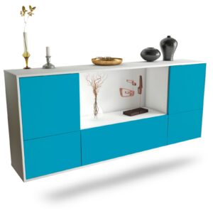 Sideboard Sunnyvale | hängend | Korpus Weiß | Front in Türkis | 180x79x35cm (BxHxT)