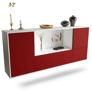 Sideboard Sunnyvale | hängend | Korpus Weiß | Front in Bordeaux | 180x79x35cm (BxHxT)