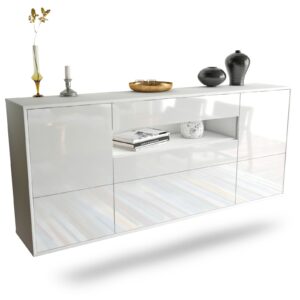 Sideboard Savannah | hängend | Korpus Weiß | Front in Hochglanz Weiß | 180x79x35cm (BxHxT)