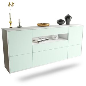 Sideboard Savannah | hängend | Korpus Weiß | Front in Mint | 180x79x35cm (BxHxT)