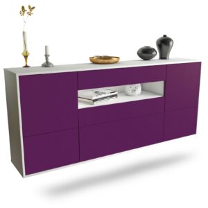 Sideboard Savannah | hängend | Korpus Weiß | Front in Lila | 180x79x35cm (BxHxT)