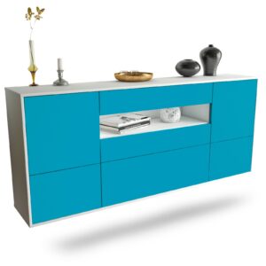 Sideboard Savannah | hängend | Korpus Weiß | Front in Türkis | 180x79x35cm (BxHxT)