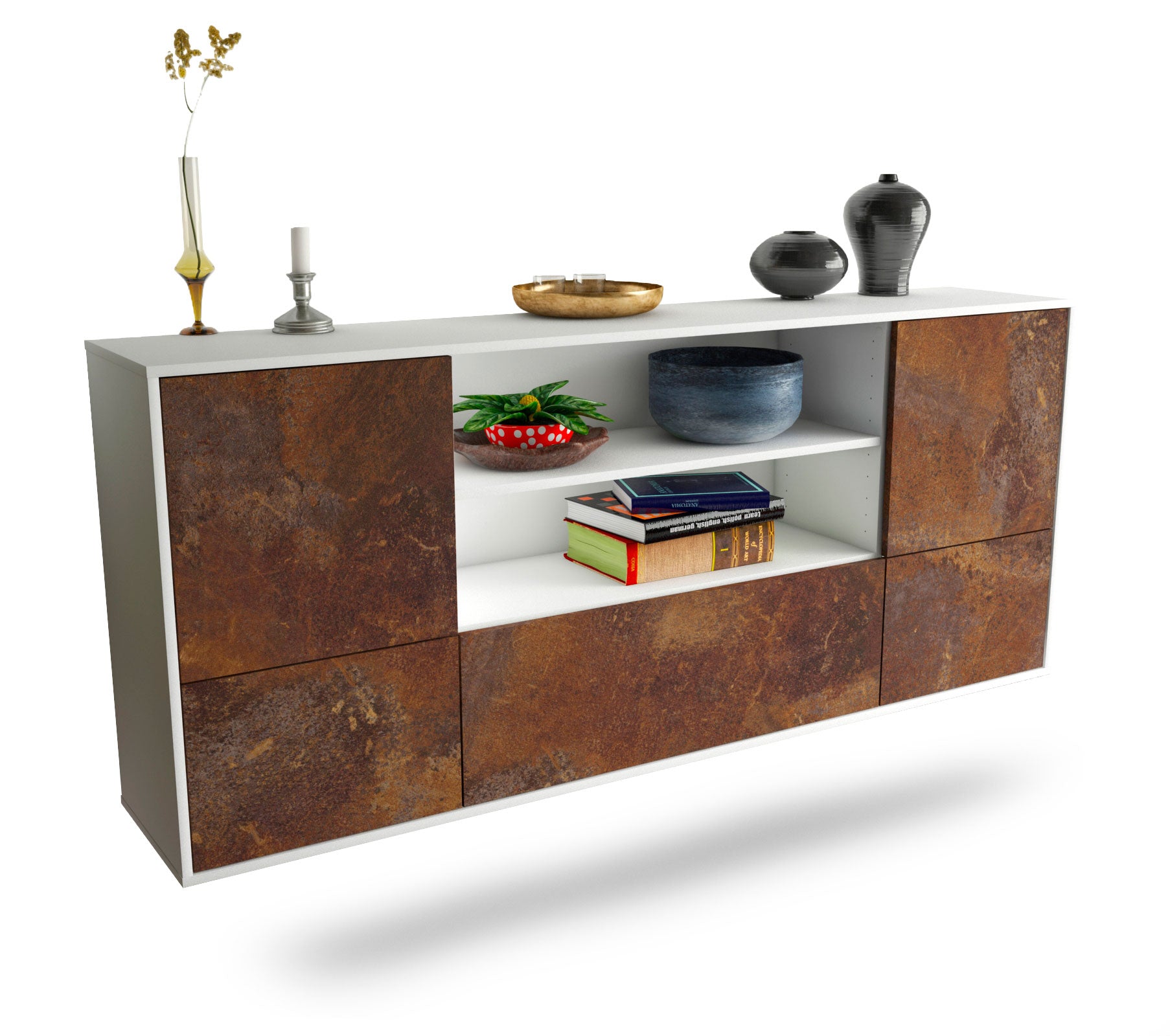 Sideboard Sterling Heights | hängend | Korpus Weiß | Front in Rost Optik | 180x79x35cm (BxHxT) 1 Sideboard Sterling Heights | hängend | Korpus Weiß | Front in Rost Optik | 180x79x35cm (BxHxT)