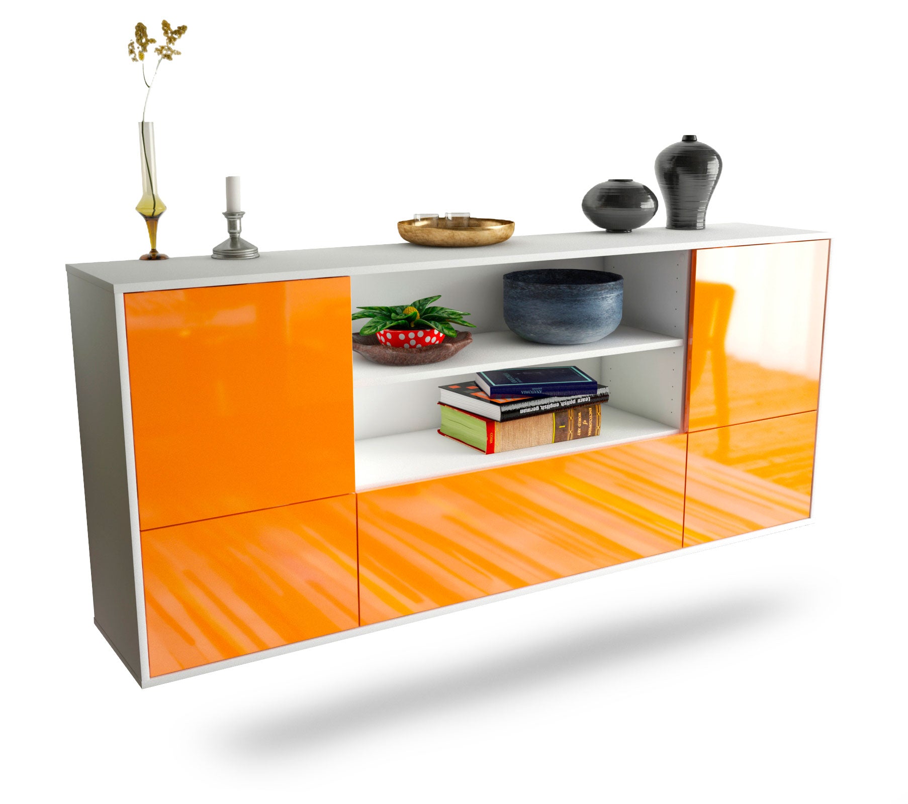 Sideboard Sterling Heights | hängend | Korpus Weiß | Front in Hochglanz Orange | 180x79x35cm (BxHxT) 1 Sideboard Sterling Heights | hängend | Korpus Weiß | Front in Hochglanz Orange | 180x79x35cm (BxHxT)