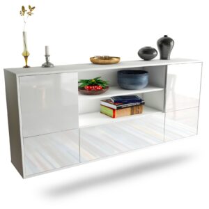 Sideboard Sterling Heights | hängend | Korpus Weiß | Front in Hochglanz Weiß | 180x79x35cm (BxHxT)