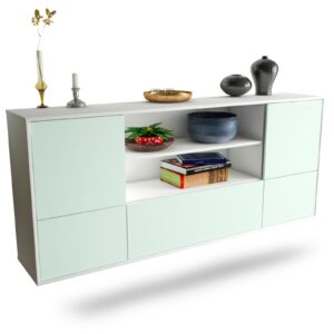 Sideboard Sterling Heights | hängend | Korpus Weiß | Front in Mint | 180x79x35cm (BxHxT)
