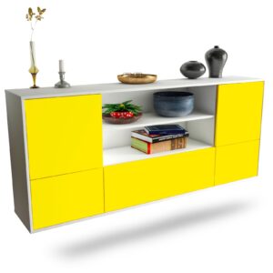 Sideboard Sterling Heights | hängend | Korpus Weiß | Front in Gelb | 180x79x35cm (BxHxT)