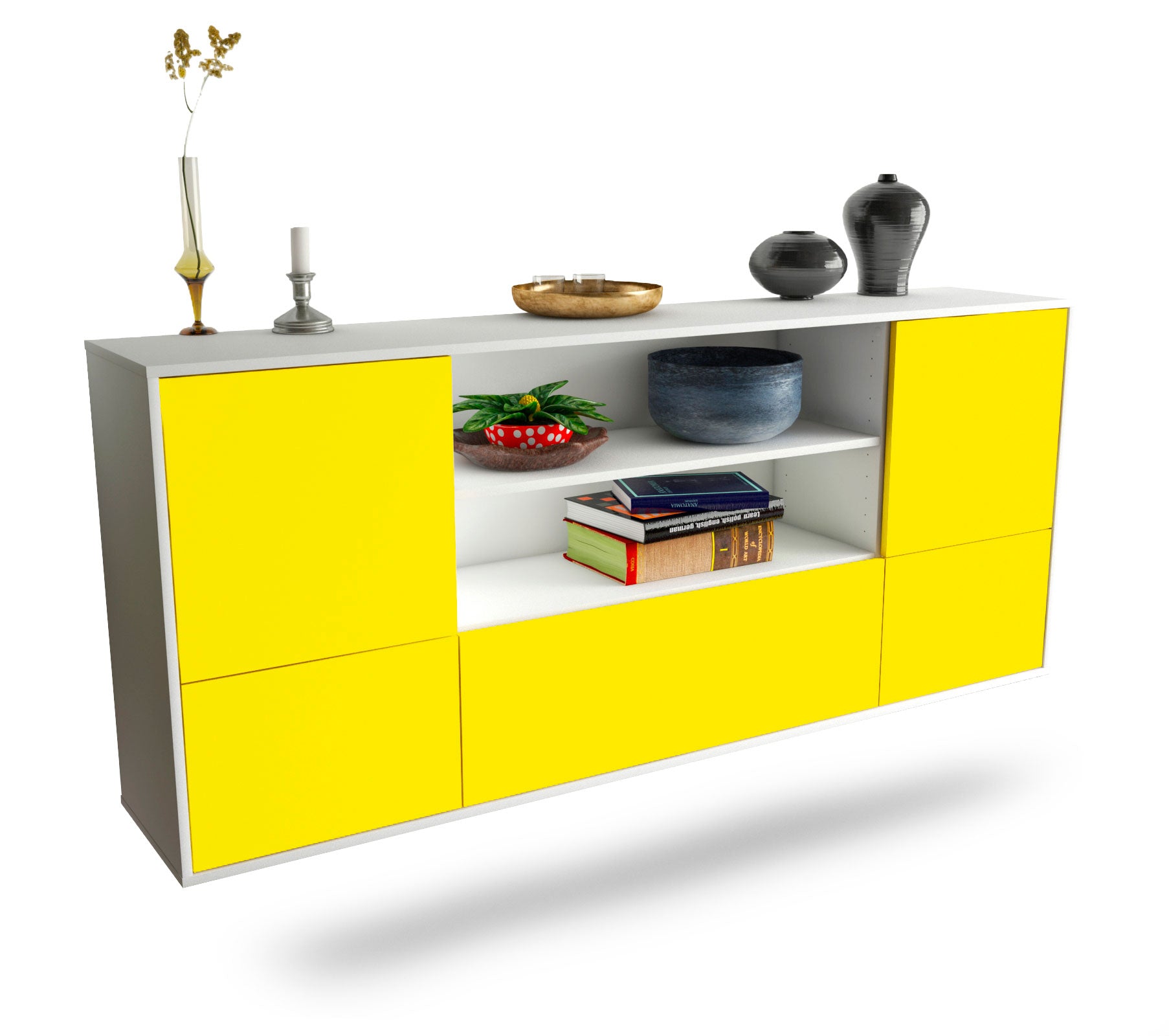 Sideboard Sterling Heights | hängend | Korpus Weiß | Front in Gelb | 180x79x35cm (BxHxT) 1 Sideboard Sterling Heights | hängend | Korpus Weiß | Front in Gelb | 180x79x35cm (BxHxT)