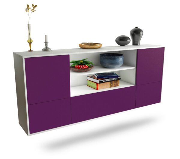 Sideboard Sterling Heights | hängend | Korpus Weiß | Front in Lila | 180x79x35cm (BxHxT)