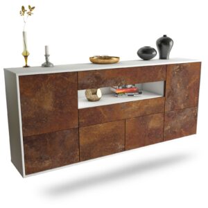 Sideboard McAllen | hängend | Korpus Weiß | Front in Rost Optik | 180x79x35cm (BxHxT)
