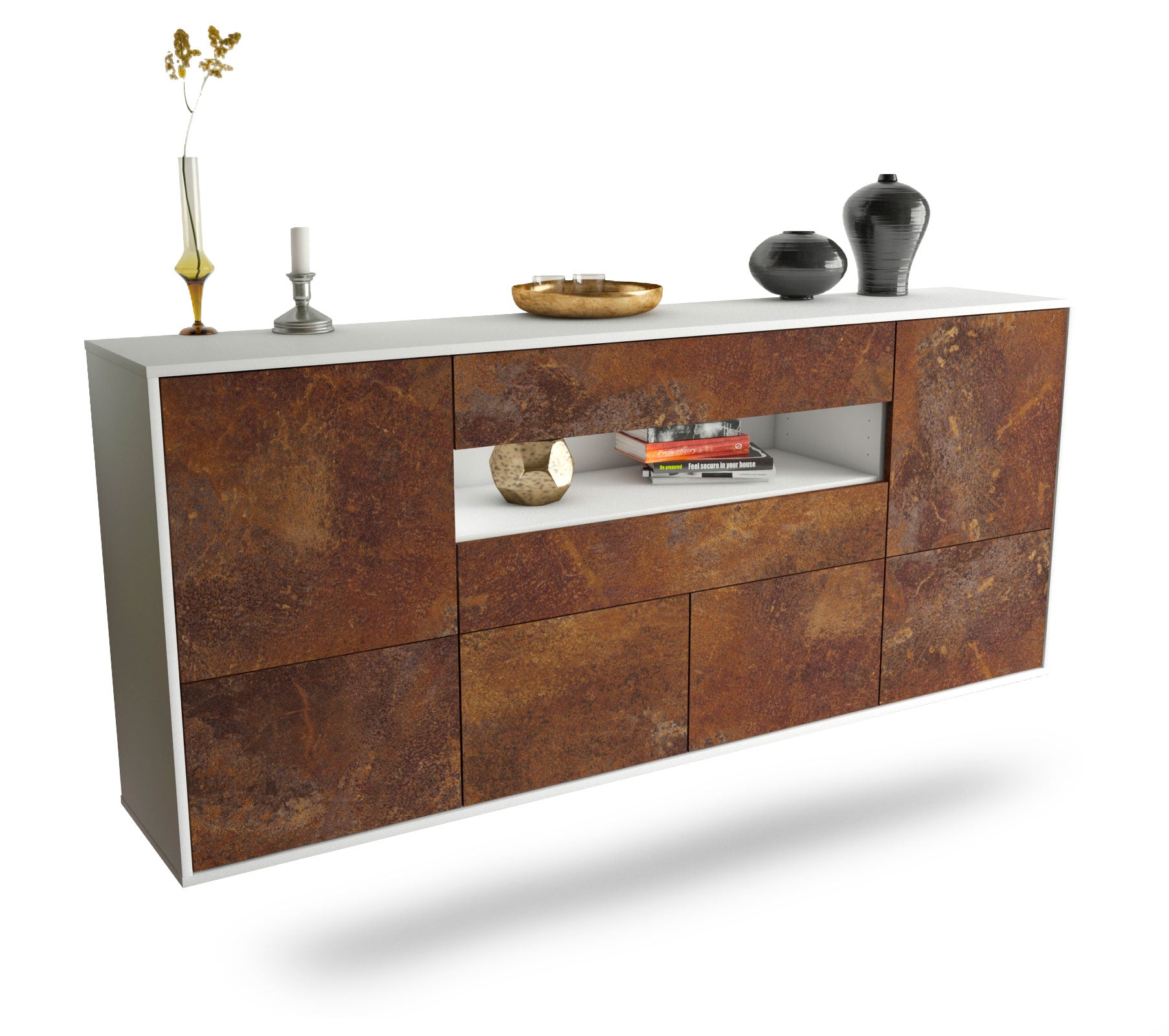 Sideboard McAllen | hängend | Korpus Weiß | Front in Rost Optik | 180x79x35cm (BxHxT) 1 Sideboard McAllen | hängend | Korpus Weiß | Front in Rost Optik | 180x79x35cm (BxHxT)