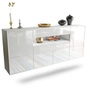 Sideboard McAllen | hängend | Korpus Weiß | Front in Hochglanz Weiß | 180x79x35cm (BxHxT)