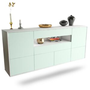 Sideboard McAllen | hängend | Korpus Weiß | Front in Mint | 180x79x35cm (BxHxT)