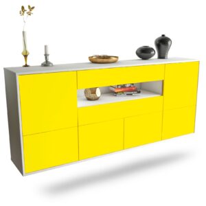 Sideboard McAllen | hängend | Korpus Weiß | Front in Gelb | 180x79x35cm (BxHxT)