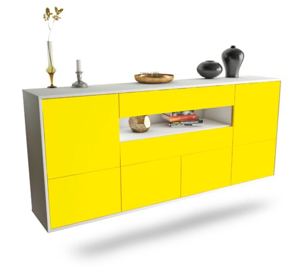 Sideboard McAllen | hängend | Korpus Weiß | Front in Gelb | 180x79x35cm (BxHxT)