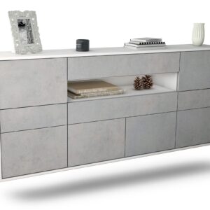 Sideboard Coral Springs | hängend | Korpus Weiß | Front in Beton Optik | 180x79x35cm (BxHxT)