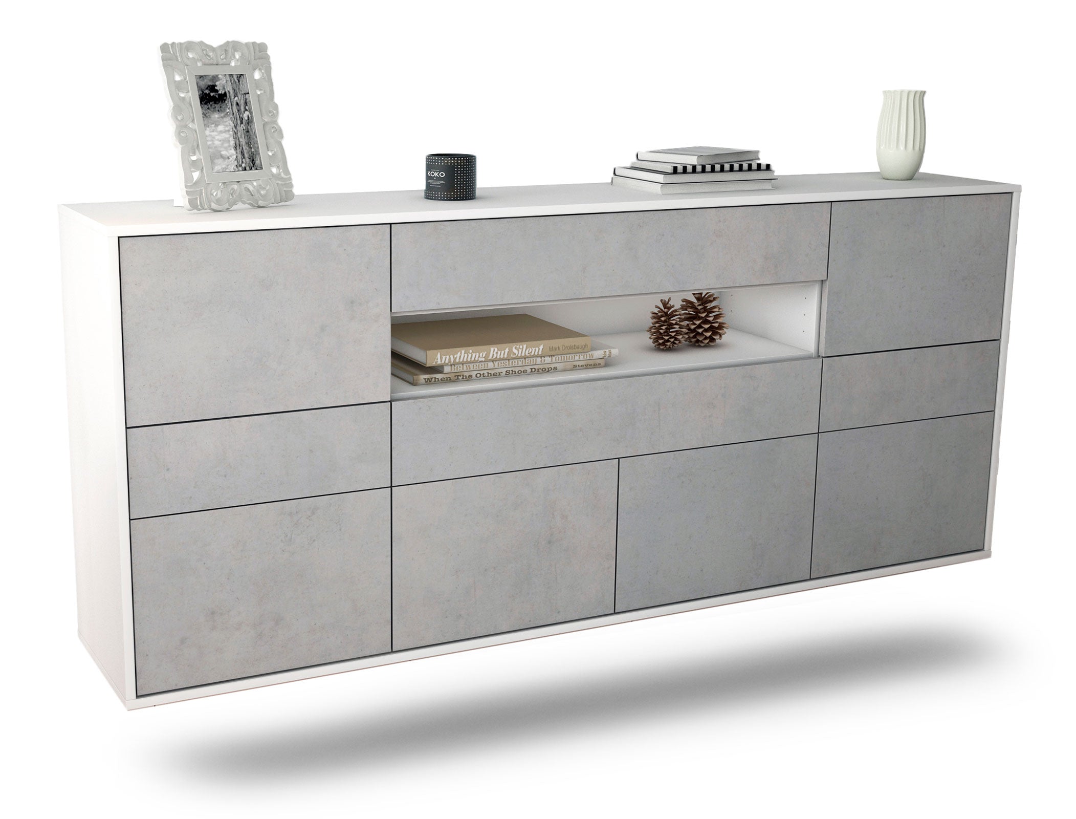 Sideboard Coral Springs | hängend | Korpus Weiß | Front in Beton Optik | 180x79x35cm (BxHxT) 1 Sideboard Coral Springs | hängend | Korpus Weiß | Front in Beton Optik | 180x79x35cm (BxHxT)