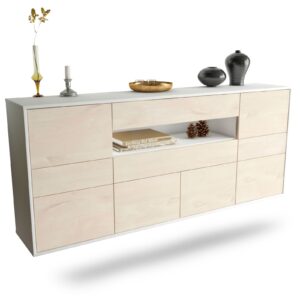 Sideboard Coral Springs | hängend | Korpus Weiß | Front in Zeder Holz Optik | 180x79x35cm (BxHxT)
