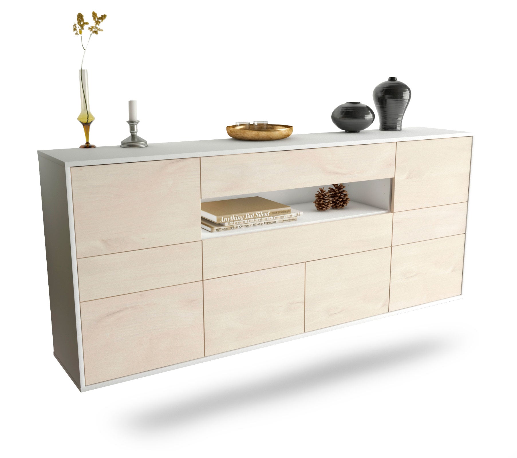 Sideboard Coral Springs | hängend | Korpus Weiß | Front in Zeder Holz Optik | 180x79x35cm (BxHxT) 1 Sideboard Coral Springs | hängend | Korpus Weiß | Front in Zeder Holz Optik | 180x79x35cm (BxHxT)