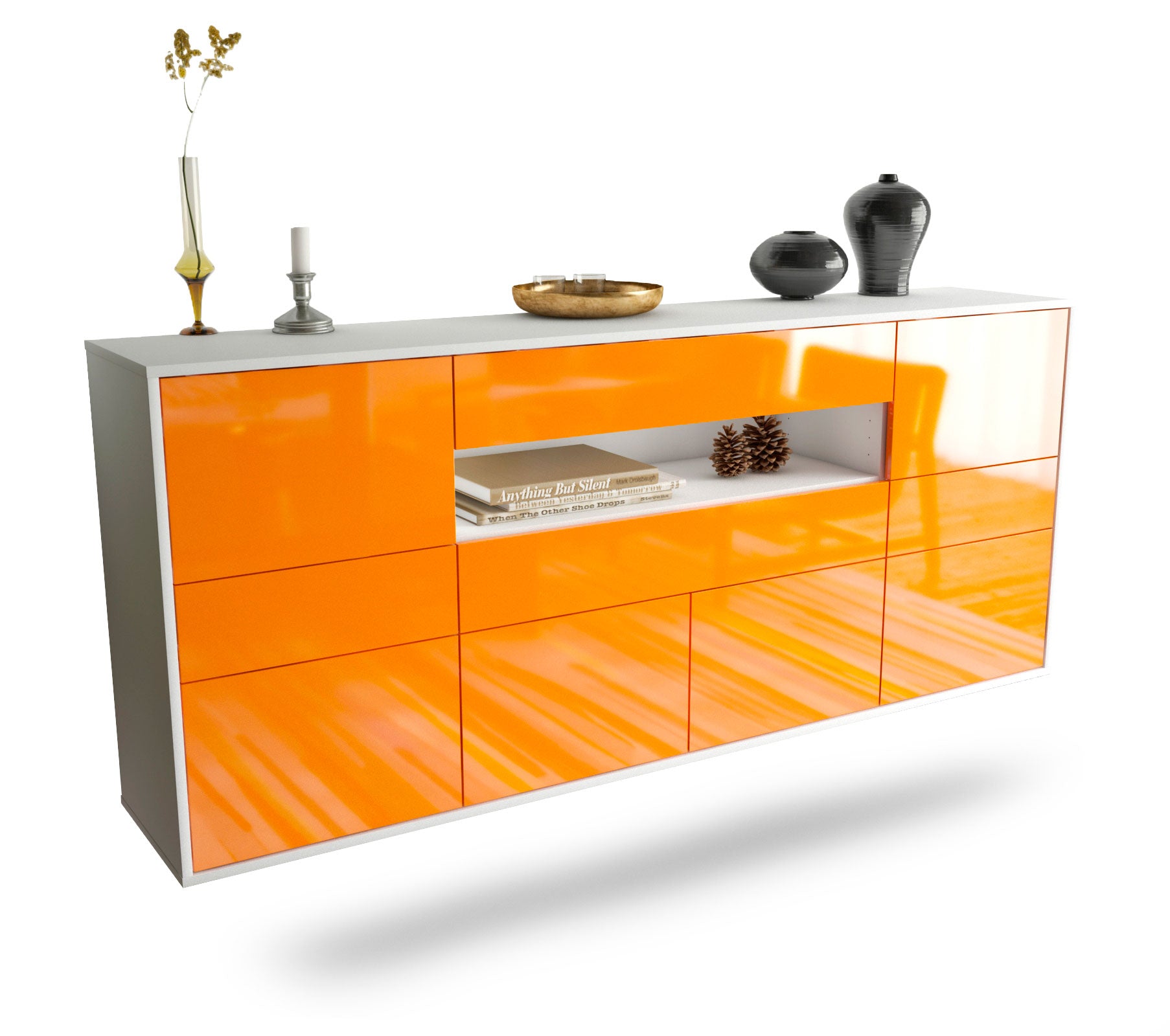Sideboard Coral Springs | hängend | Korpus Weiß | Front in Hochglanz Orange | 180x79x35cm (BxHxT) 1 Sideboard Coral Springs | hängend | Korpus Weiß | Front in Hochglanz Orange | 180x79x35cm (BxHxT)