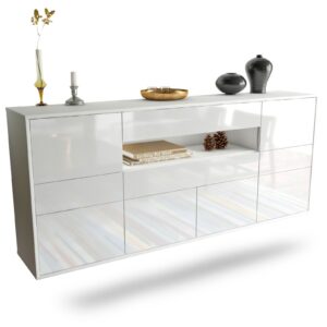 Sideboard Coral Springs | hängend | Korpus Weiß | Front in Hochglanz Weiß | 180x79x35cm (BxHxT)