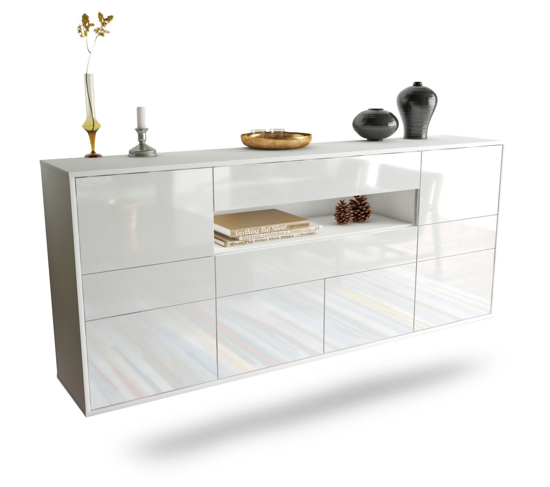 Sideboard Coral Springs | hängend | Korpus Weiß | Front in Hochglanz Weiß | 180x79x35cm (BxHxT) 1 Sideboard Coral Springs | hängend | Korpus Weiß | Front in Hochglanz Weiß | 180x79x35cm (BxHxT)
