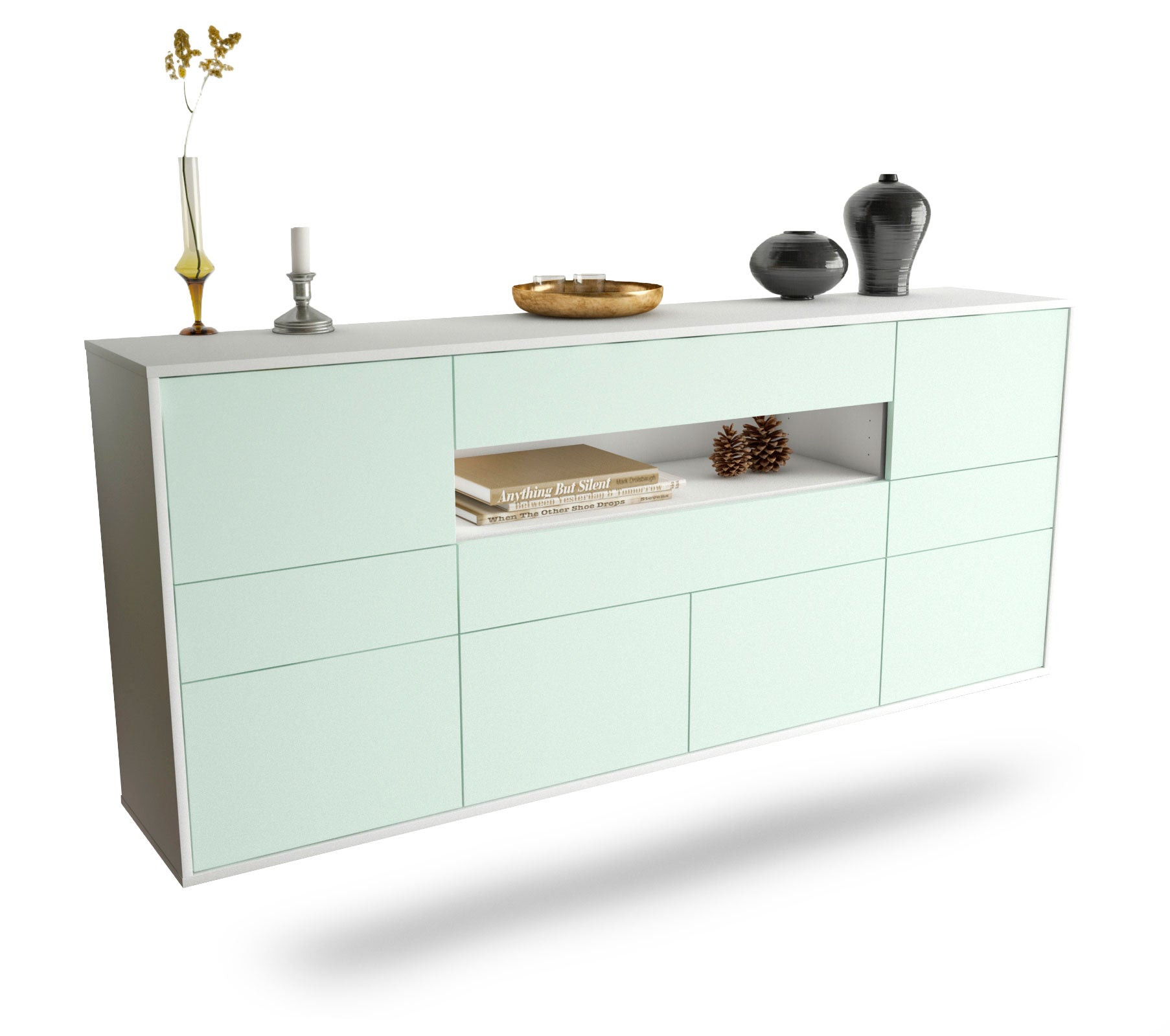 Sideboard Coral Springs | hängend | Korpus Weiß | Front in Mint | 180x79x35cm (BxHxT) 1 Sideboard Coral Springs | hängend | Korpus Weiß | Front in Mint | 180x79x35cm (BxHxT)